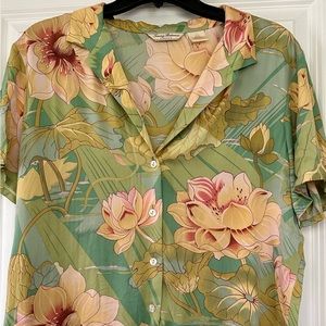 Tommy Bahama stretch silk/spandex top sz L